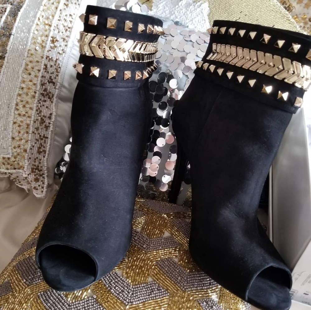 SOLD! Schutz black suede booties